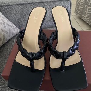 Women TORGEIS Ginger Braided Open Toe Heels Black 9 New in box